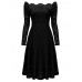 Vintage Lace Off Shoulder Long Sleeve Dress For Women