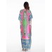 Ethnic Women Printing V-Neck Loose Maxi Dresses