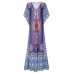 Ethnic Women Printing V-Neck Loose Maxi Dresses