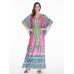 Ethnic Women Printing V-Neck Loose Maxi Dresses