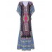 Ethnic Women Printing V-Neck Loose Maxi Dresses