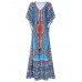 Ethnic Women Printing V-Neck Loose Maxi Dresses