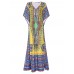 Ethnic Women Printing V-Neck Loose Maxi Dresses