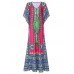 Ethnic Women Printing V-Neck Loose Maxi Dresses