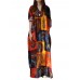 Ethnic Women Random Pattern Printing V-Neck Long Dresses