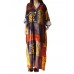 Ethnic Women Random Pattern Printing V-Neck Long Dresses