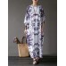 Casual Women Random Floral Printing Batwing Sleeve Maxi Dresses