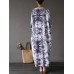 Casual Women Random Floral Printing Batwing Sleeve Maxi Dresses