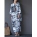 Casual Women Random Floral Printing Batwing Sleeve Maxi Dresses