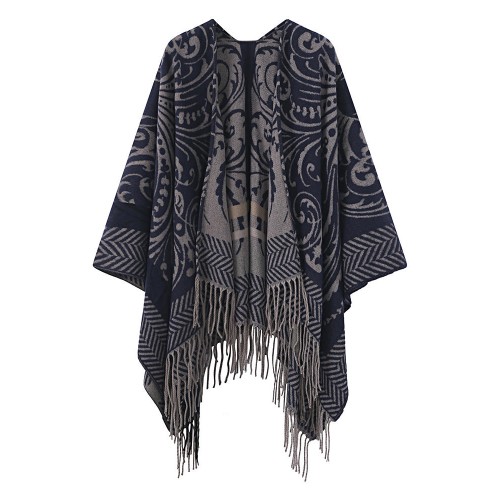 Women Pattern Printed Striped Tassel Sleeveless Cardigans