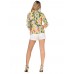 Women Printing Lapel Three Quarter Sleeve Casual Slim Short Blazers