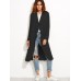 Women Casual Trench Coat Jacket Long Sleeve Waterfall Belted Blazer