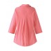 Loose Women Pure Color V-Neck Lapel Pocket Basic Shirt