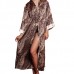 Women Comfy Long Sleepwear Sexy Leopard Loose Ladies Sleep Gown