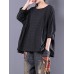 Women Vintage Long Sleeve Crewneck Plaid Loose Blouse