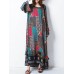 Retro Women Random Printed Patchwork Boho Maxi Dress