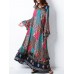 Retro Women Random Printed Patchwork Boho Maxi Dress