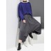 S-5XL Women Elastic Waist Pure Color Irregular Wide Leg Pants