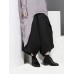 S-5XL Women Elastic Waist Pure Color Irregular Wide Leg Pants