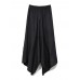 S-5XL Women Elastic Waist Pure Color Irregular Wide Leg Pants