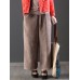 Casual Loose Women Pure Color Elastic Waist Thick Corduroy Pants