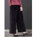 Casual Loose Women Pure Color Elastic Waist Thick Corduroy Pants