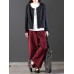 Casual Loose Women Pure Color Elastic Waist Thick Corduroy Pants