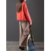 Casual Loose Women Pure Color Elastic Waist Thick Corduroy Pants