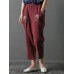 Vintage Embroidery Pocket Loose Elastic Waist Women Pants