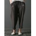 Vintage Embroidery Pocket Loose Elastic Waist Women Pants