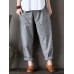 Women Stripe Elastic Waist Casual Loose Harem Pants