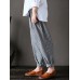 Women Stripe Elastic Waist Casual Loose Harem Pants