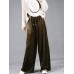 Casual Women High Elastic Waist Loose Velvet Wide Leg Pants