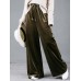 Casual Women High Elastic Waist Loose Velvet Wide Leg Pants