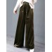 Casual Women High Elastic Waist Loose Velvet Wide Leg Pants