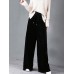 Casual Women High Elastic Waist Loose Velvet Wide Leg Pants