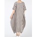 M-5XL Women Stripe Crew Neck Short Sleeve Loose Baggy Dress