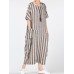 M-5XL Women Stripe Crew Neck Short Sleeve Loose Baggy Dress