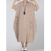 M-5XL Women Stripe Crew Neck Short Sleeve Loose Baggy Dress