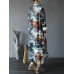 Vintage Women Butterfly Printed Long Sleeve Asymmetrical Sweatshirt Dress