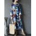 Vintage Women Butterfly Printed Long Sleeve Asymmetrical Sweatshirt Dress