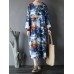 Vintage Women Butterfly Printed Long Sleeve Asymmetrical Sweatshirt Dress