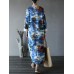 Vintage Women Butterfly Printed Long Sleeve Asymmetrical Sweatshirt Dress