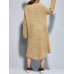 Casual Women Pure Color Turtleneck Long Sweater Dress