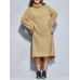 Casual Women Pure Color Turtleneck Long Sweater Dress