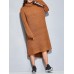 Casual Women Pure Color Turtleneck Long Sweater Dress