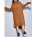 Casual Women Pure Color Turtleneck Long Sweater Dress