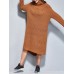 Casual Women Pure Color Turtleneck Long Sweater Dress