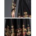 Elegant Women Floral Printed Long Sleeve O-Neck Maxi Swing Dress with Belt