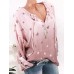 Sexy Women V-Neck Adjustable Long Sleeve Stars Printed Pullover Shirt